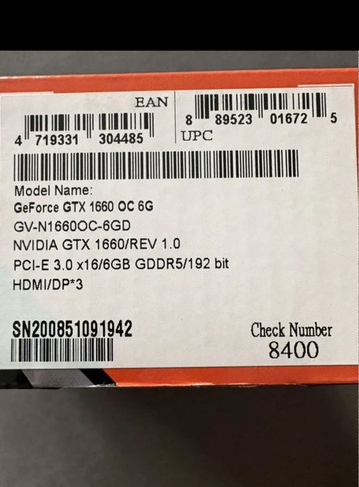 Продам Видео карту GTX 1660 6gb