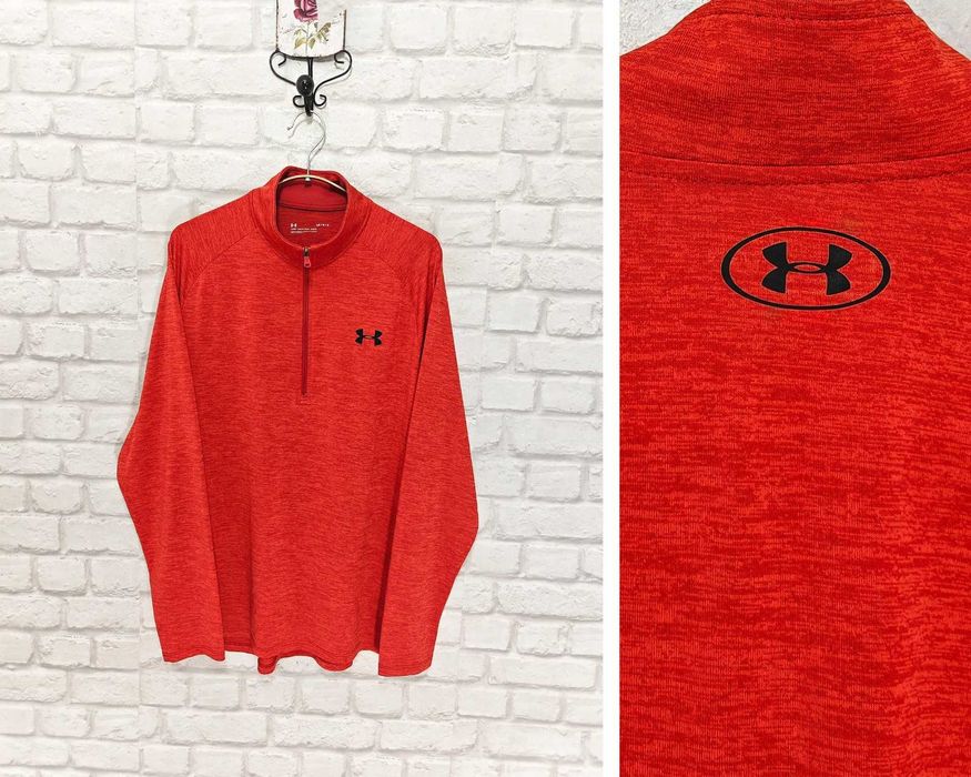 Under Armour Червена мъжка фланелка за фитнес / бягане размер L