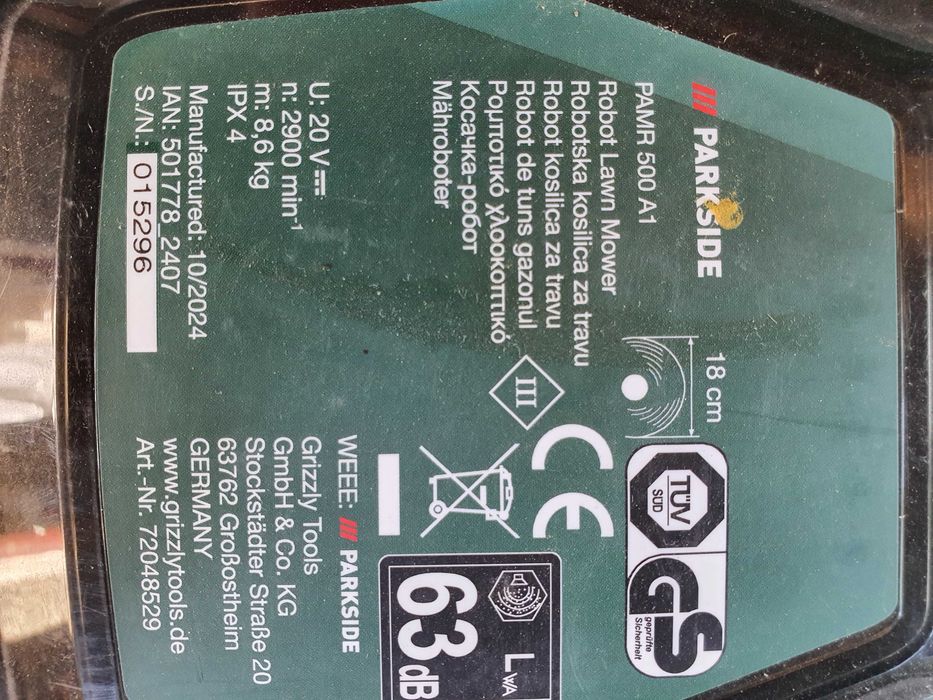 Robot de tuns gazonul Parkside PAMR 500 A1 defect – pentru piese