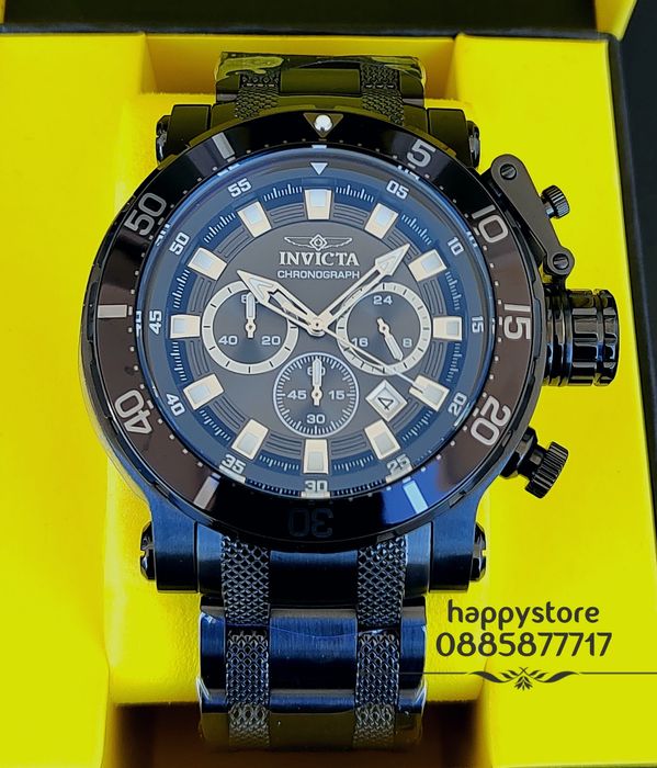 INVICTA Chronograph Full metal black 52 mm, Инвикта нов ръчен часовник