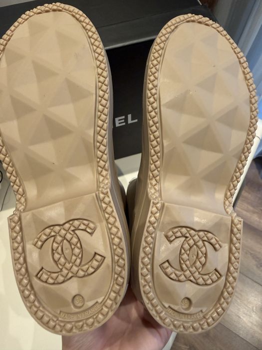 Дамски гумени бежови ботуши Chanel