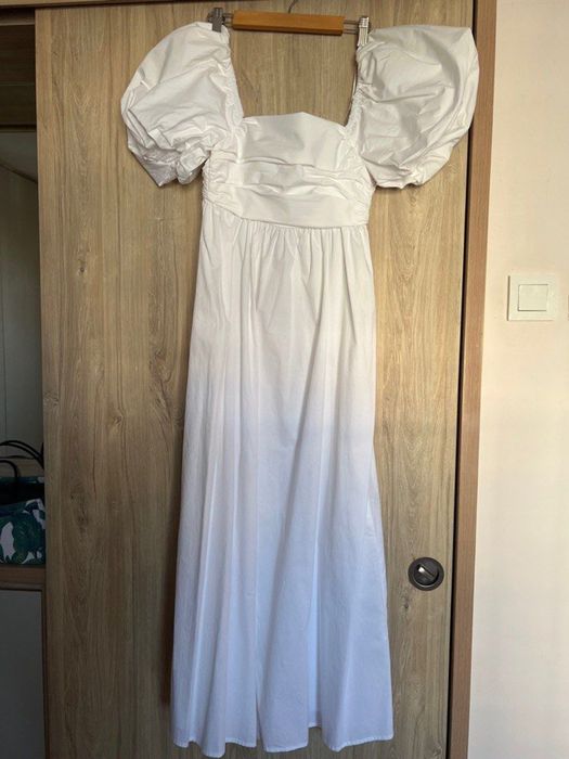 Zara Rochie lunga maxi alba din bumbac