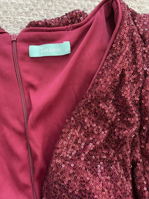 Rochie lungă vișinie cu paiete – Toleen (mărimea 2XL)