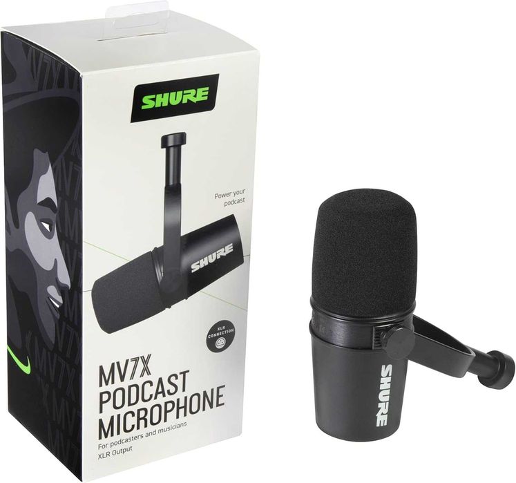 Професионален микрофон Shure MV7X XLR за подкаст и стрийминг (Нов)