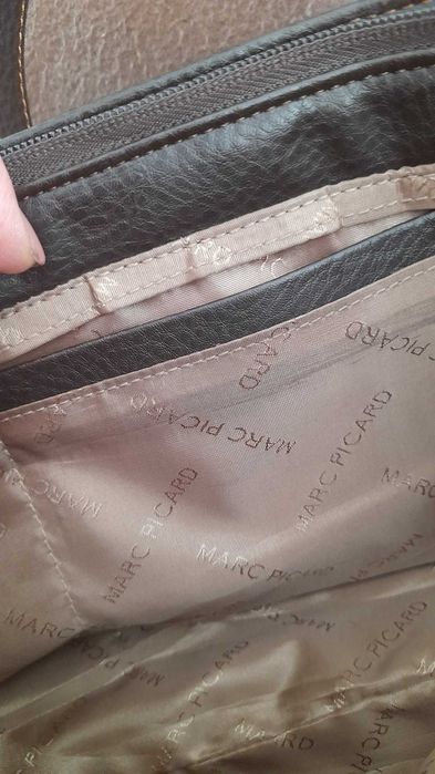 Дамска чанта Marc Picard от естествена кожа – шоколадово кафяво