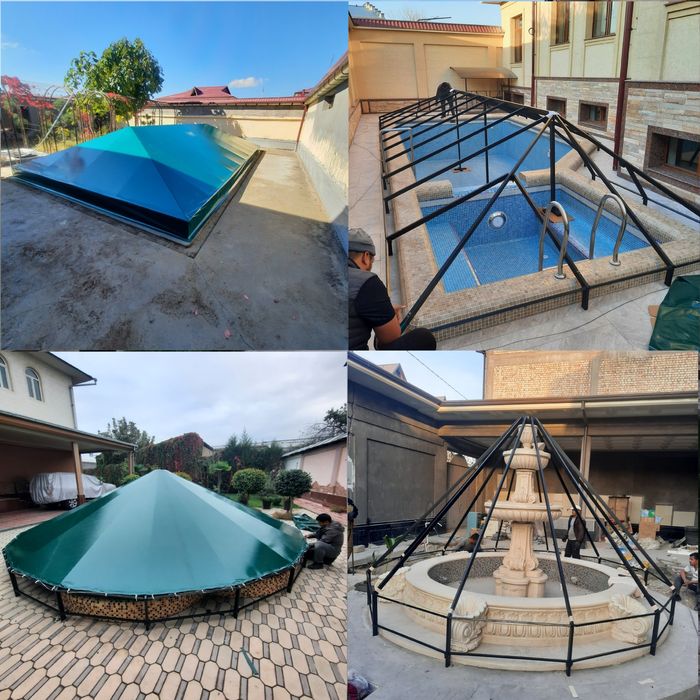 Бассейн бассен банер тент навес сварка bassen baner tent  установка ки