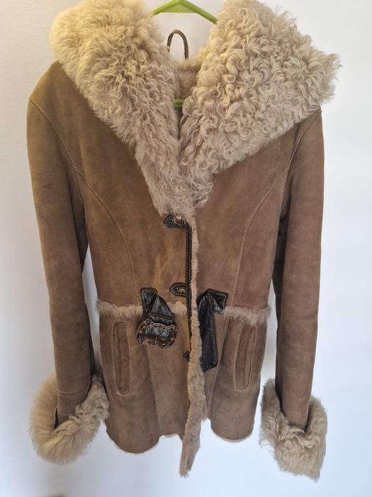 Cojoc blana naturala si piele intoarsa marimea S/M