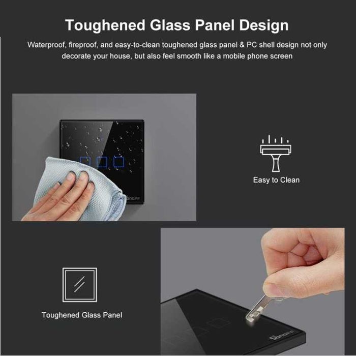 SONOFF TX – T3 Wi-Fi елегантен и луксозен смарт ключ + RF 433Mhz