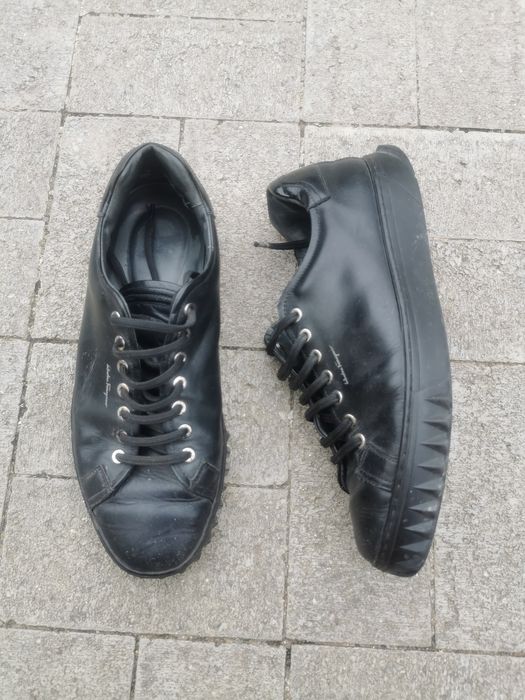 Pantofi piele negri Salvatore Ferragamo low cut Sneaker adidași