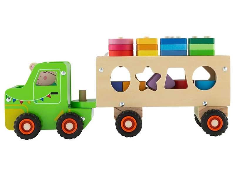 НОВИ! Дървен камион с форми Peppa Pig Прасето Пепа голям 35см