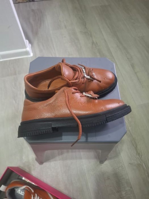 Туфли ботфорты кожанные