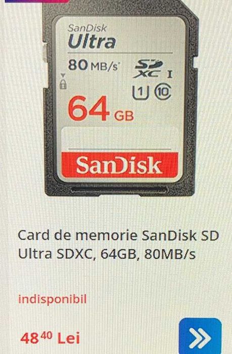 2 Carduri Memorie de 64 KB pentru aparat foto