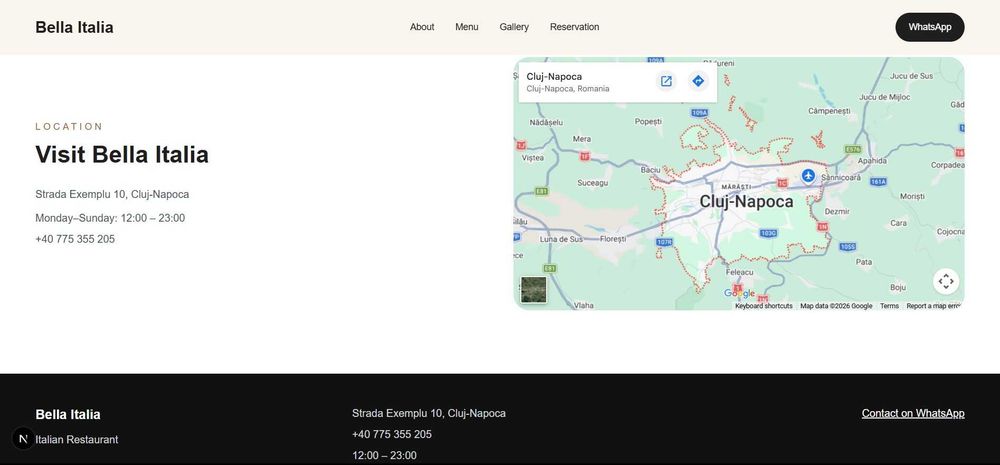 Creare WebSite / Restaurant, Cafenea sau Afacere Locală