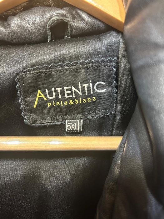 Geaca piele naturala cu guler din vulpe argintie marime 5xl bust 110