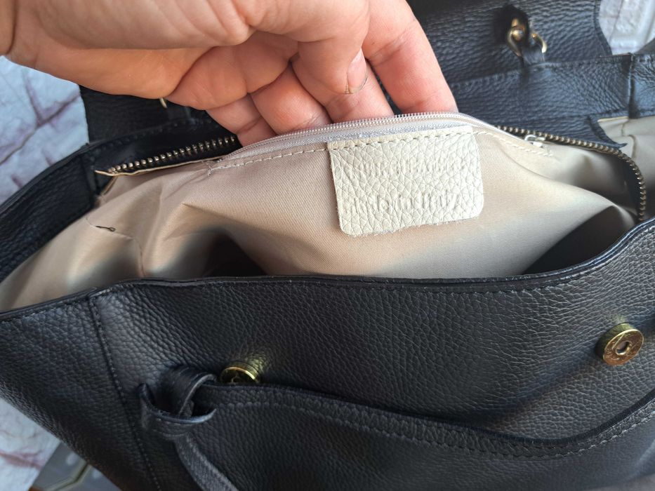 дамска чанта черна кожена -естествена кожа