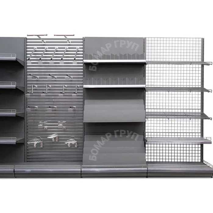 ПРОМО! Крайстенен стелаж за магазин бял или тъмно сив мат!