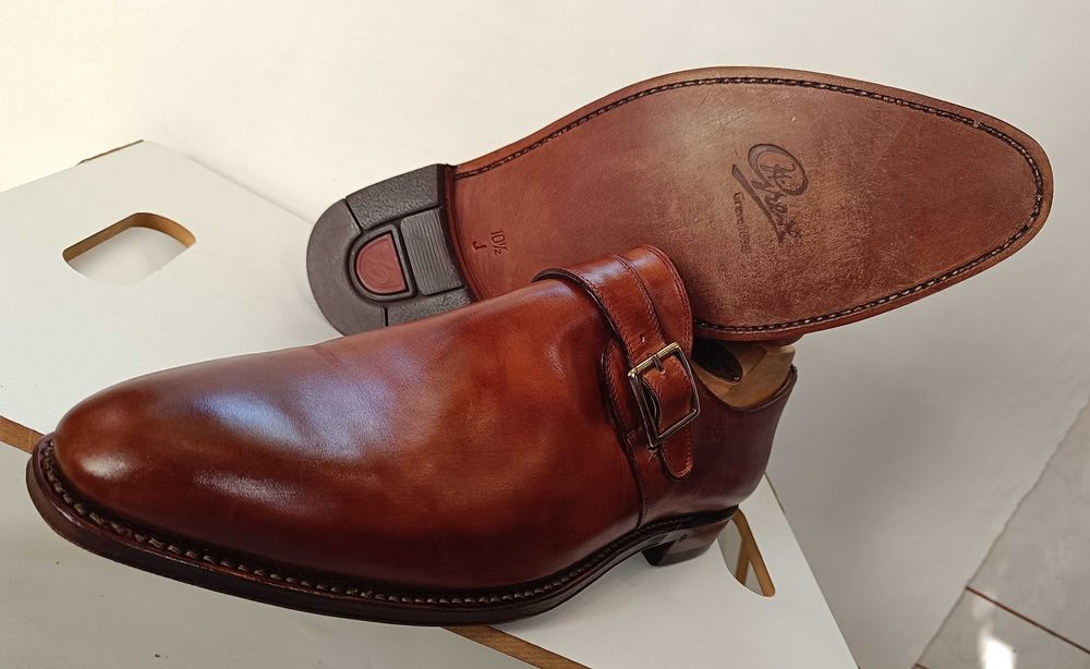 Pantofi de lux 44.5 45 45.5 monk GREVE NOI lucrati manual piele lustru