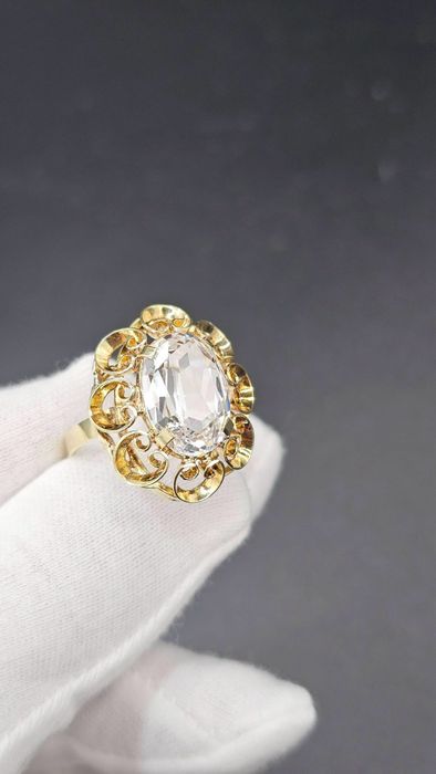 Винтидж пръстен 14K злато с планински кристал – 6.00 г