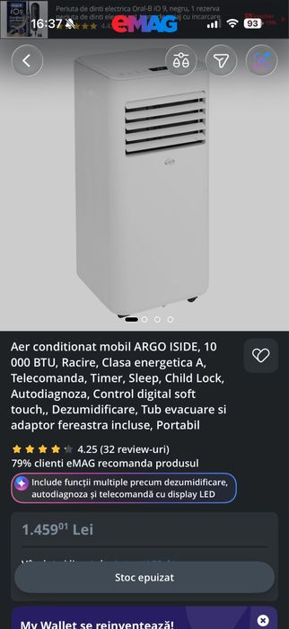 Aer conditionat mobil ARGO ISIDE, 10000 BTU