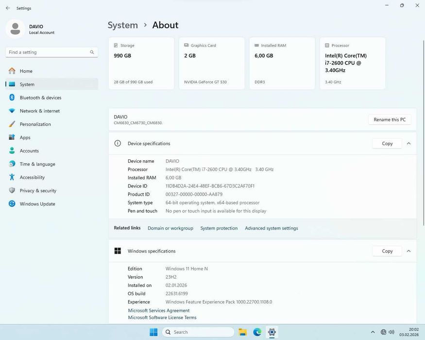 Calculator I7 SSD Nvidia GT