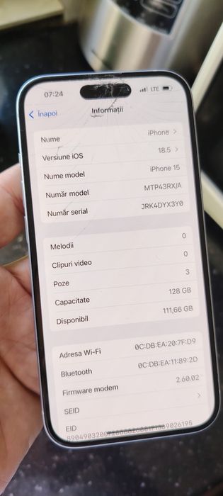 Iphone 15 Liber de Rețea 5G  Display Original Fisurat