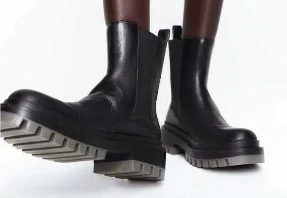 Ghete de dama Zara din piele naturala, masura 37, cizme