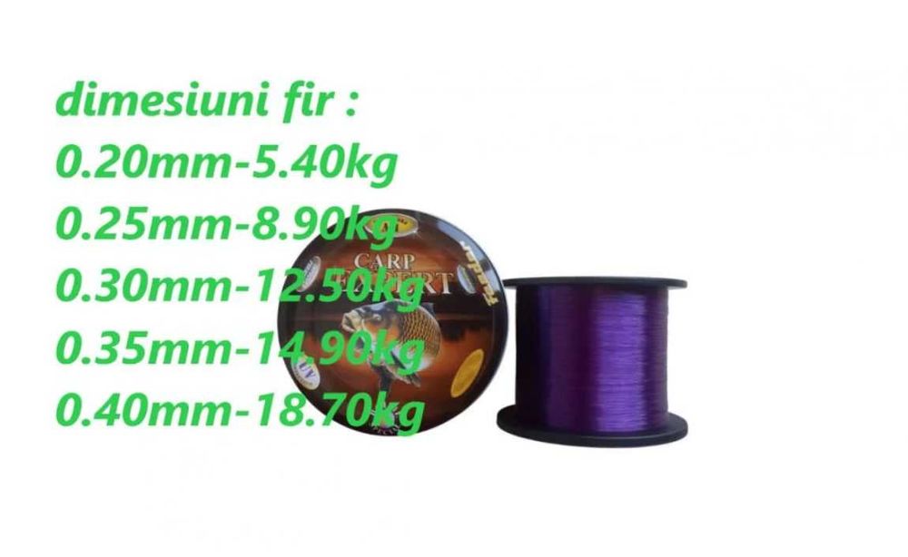 Fir monofilament Carp Expert UV Purple, 1000m-diferite grosimi