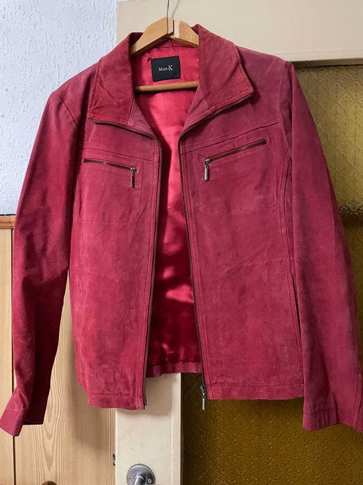 есенно яке от естествен велур, цвят кок-де-рош