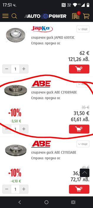 Спирачни дискове-предни