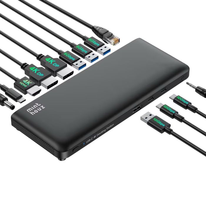 Thunderbolt 4 докинг станция 8K двойно HDMI 160W 7x USB 2.5G Ethernet