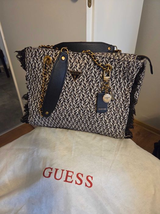 Geanta GUESS Originala Model Tweed & Chain | Eleganta | Dustbag Inclus