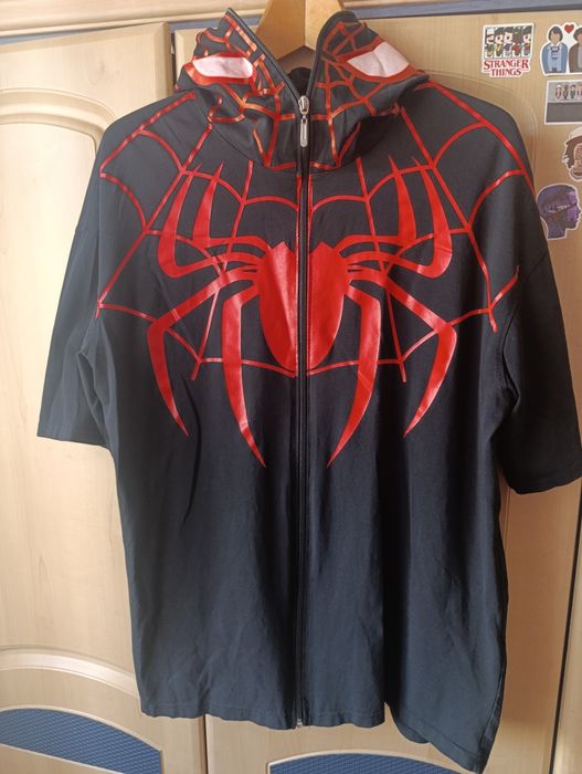 Футболка-капюшонка Паук  оверсайз размер ХЛ на подростка