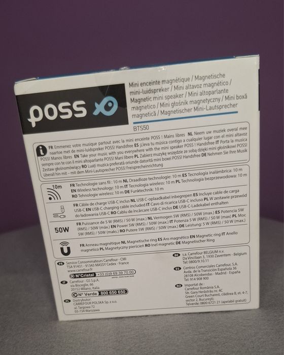 Boxă Mini Magnetică POSS 50W – Wireless / RGB