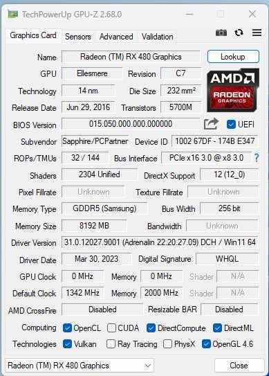 Sapphire NITRO+ RX 480 OC 8GB - Folosit Cloud