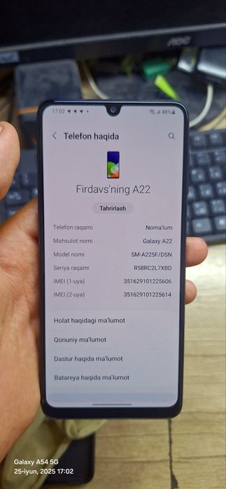 SAMSUNG A22 4g holat yaxshi kelishamiz