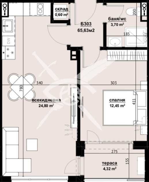 Продава се Двустаен апартамент в Бургас, Изгрев - 65 кв.м за 1231 €/кв.м - Снимка #1