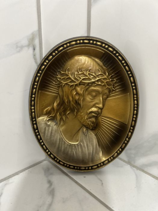 Исус метал пано икона религия релеф, 14 см/ 11 см