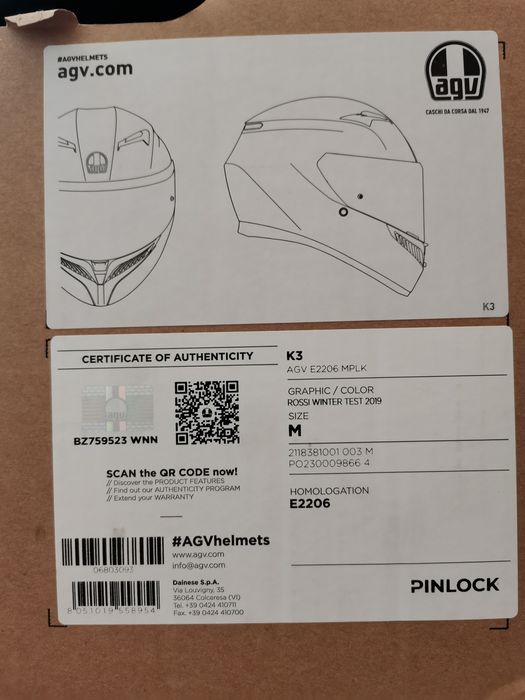 Каска за мотор AGV K3 Rossi Mugello Winter test 2019