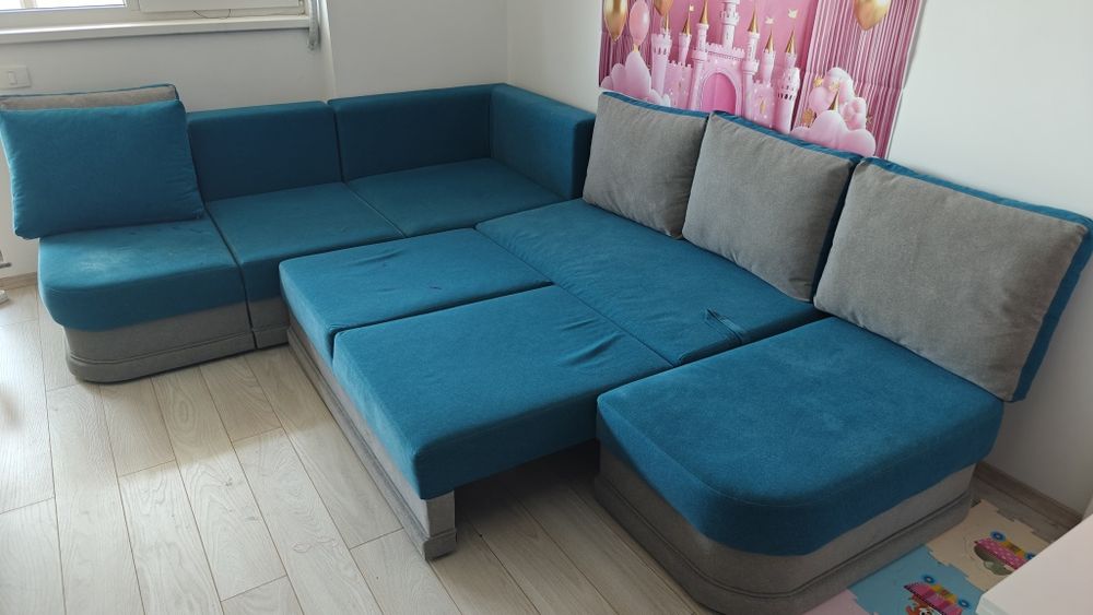 Coltar extensibil albastru gri 225x295