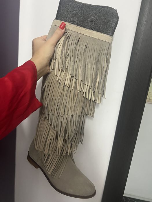 Cizme de piele franjuri