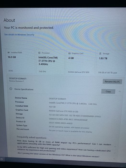 Pc AQRYS gtx 1650