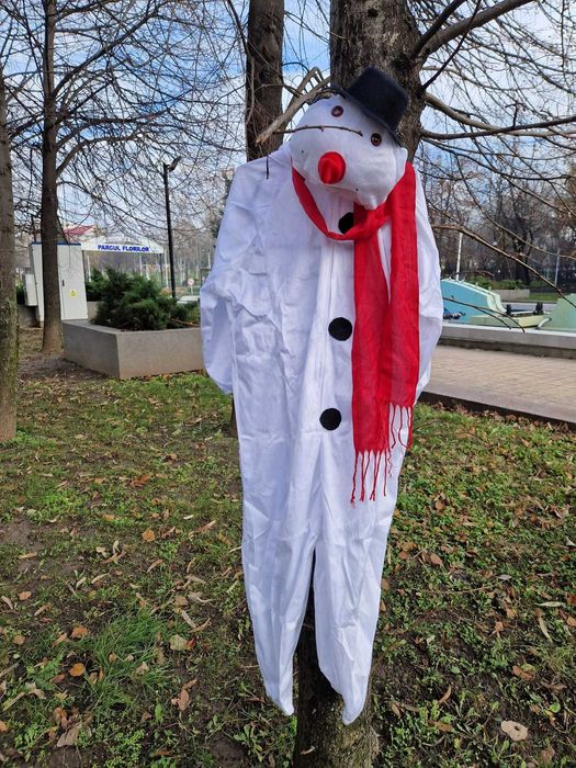 OM DE ZAPADA salopeta  costum UNISEX spiridus inger fulg de nea zapada