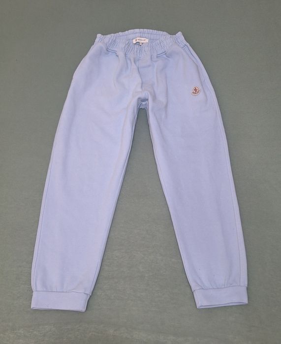 Moncler pantaloni trening din 100% bumbac, albastru deschis