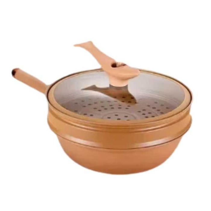 Уок Тиган 32 см, покритие MicroClay, пържене, варене, задушаване, пара