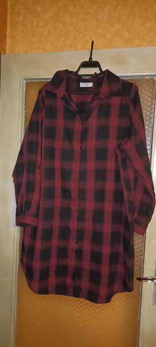 Красива, карирана, дамска, макси туника тип риза на марката-Janina