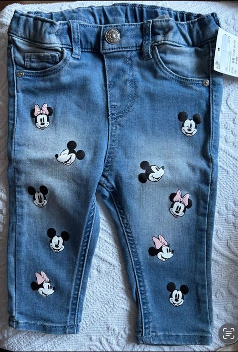 Дънки за бебе 4-6 м, H&M мики мини маус нови