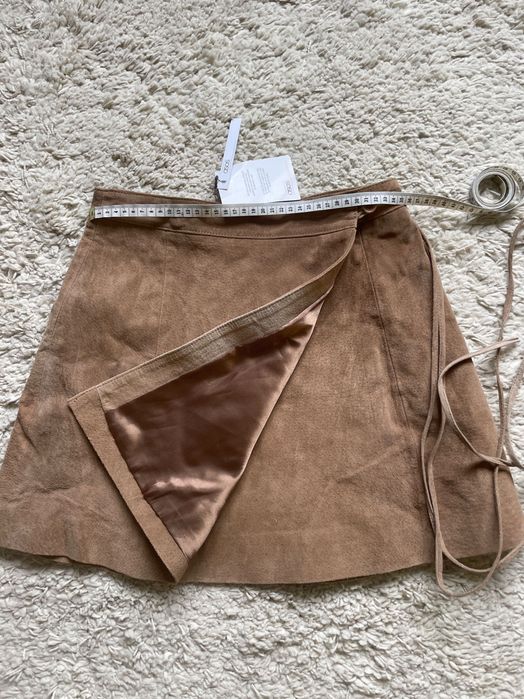 Fustă piele mini bej și maro Mango, marime 38, S