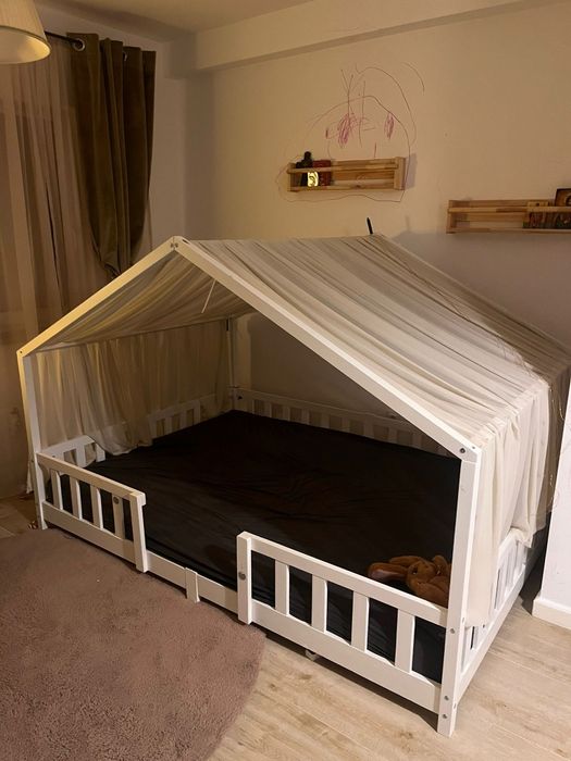 Pat copii tip casuta saltea inclusa