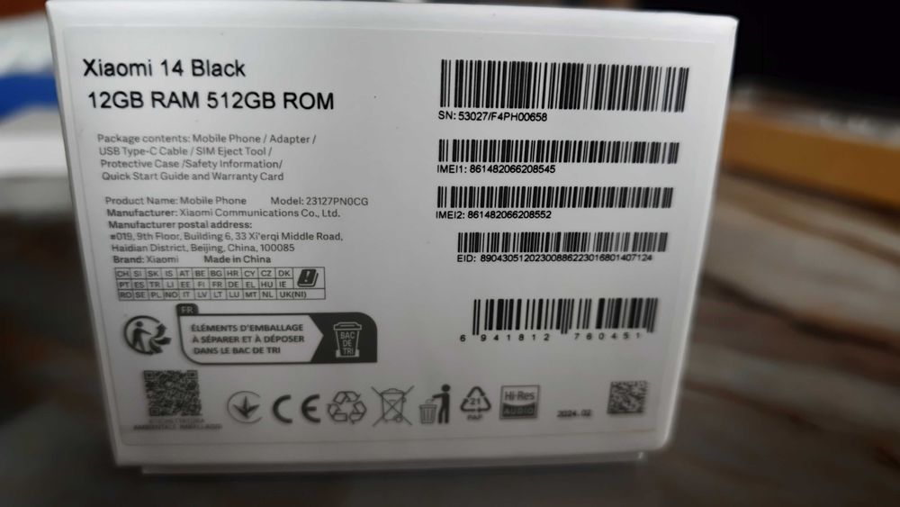 Смартфон Xiaomi 14, 512GB, 12GB RAM, Dual SIM, Цвят: Черен