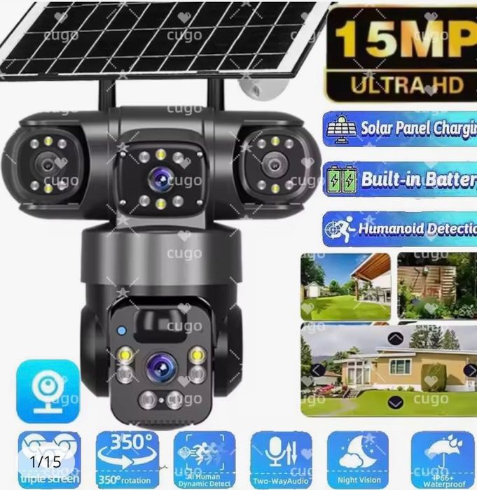 Cameră IP Wifi 15MP 8K cu trei obiective, cameră HD